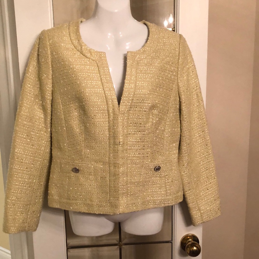 Laura Petites Cream-Lime Green Women's Blazer